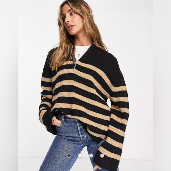 🔥& Other Stories Striped Half-Zip Sweater, NWOT, XS - Picture 4 of 7